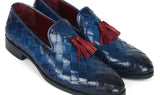 Paul Parkman Men's Big Braided Tassel Loafers Blue