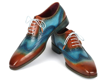 Paul Parkman Men's Wingtip Oxfords Turquoise / Tobacco
