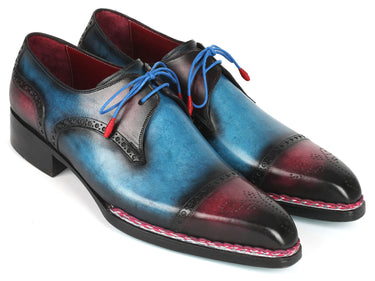Paul Parkman Norwegian Welted Cap Toe Derby Shoes Blue / Purple