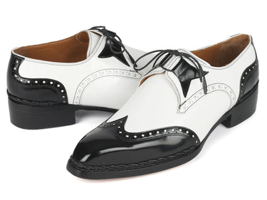 Paul Parkman Norwegian Welted Wingtip Men's Dress Shoes Black / White