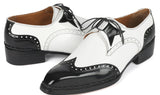 Paul Parkman Norwegian Welted Wingtip Men's Dress Shoes Black / White