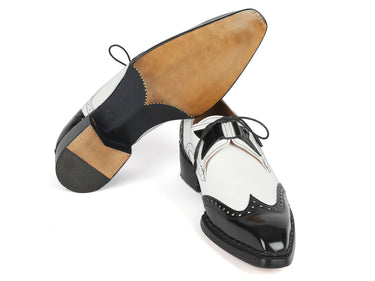 Paul Parkman Norwegian Welted Wingtip Men's Dress Shoes Black / White