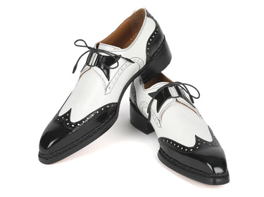 Paul Parkman Norwegian Welted Wingtip Men's Dress Shoes Black / White