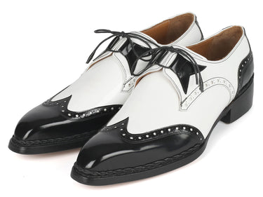 Paul Parkman Norwegian Welted Wingtip Men's Dress Shoes Black / White