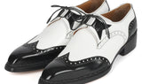 Paul Parkman Norwegian Welted Wingtip Men's Dress Shoes Black / White
