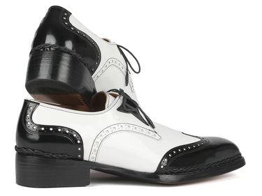 Paul Parkman Norwegian Welted Wingtip Men's Dress Shoes Black / White