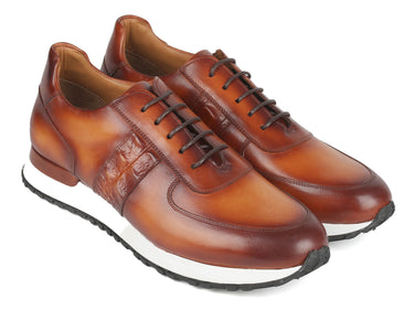 Paul Parkman Men's Brown Hand-Painted Sneakers