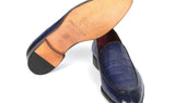 Paul Parkman Croco Textured Leather Loafer Blue