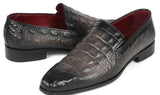 Paul Parkman Gray Crocodile Embossed Calfskin Loafers