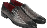 Paul Parkman Gray Crocodile Embossed Calfskin Loafers