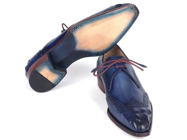 Paul Parkman Goodyear Welted Wingtip Derby Shoes Blue & Navy