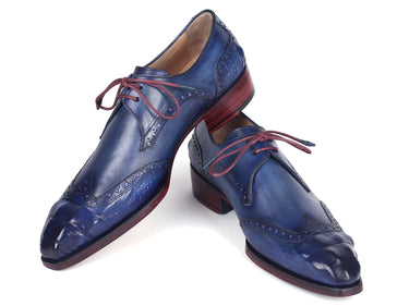 Paul Parkman Goodyear Welted Wingtip Derby Shoes Blue & Navy