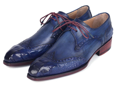 Paul Parkman Goodyear Welted Wingtip Derby Shoes Blue & Navy