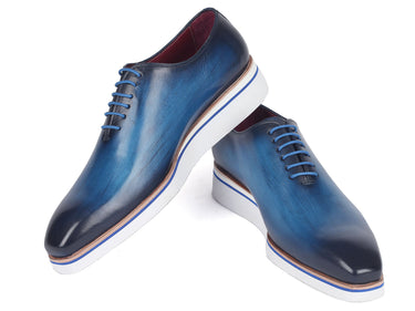 Paul Parkman Men's Smart Casual Wholecut Oxfords Blue