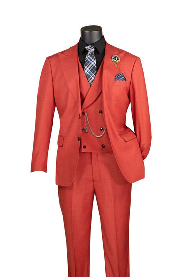 Vinci Brick Red Modern Fit 3 Piece Suit - MV2K-2