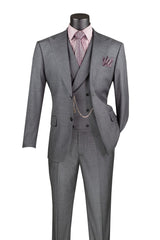 Vinci 3 Piece Modern Fit Suit in Charcoal - MV2K-2