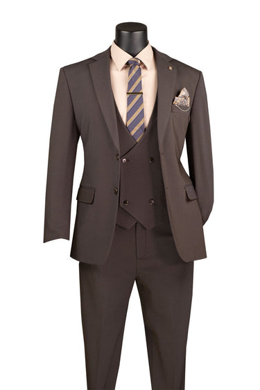 Vinci Brown Modern Fit 3 Piece Suit - MV2K-3
