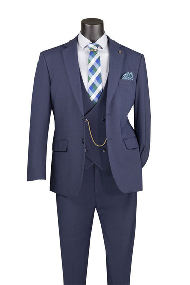 Vinci Navy Modern Fit 3 Piece Suit - MV2K-3