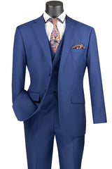 Vinci 3 Piece Modern Fit Suit in Blue - MV2TR