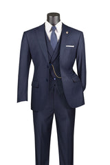 Vinci Navy Modern Fit 3 Piece Suit - MV2TR