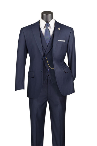 Vinci Navy Modern Fit 3 Piece Suit - MV2TR