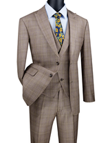Vinci 3 Piece Modern Fit Suit in Tan - MV2W-1
