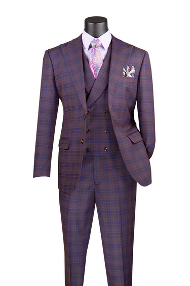 Vinci Purple Modern Fit 3 Piece Suit - MV2W-3