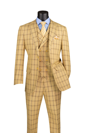 Vinci Tan Modern Fit 3 Piece Suit - MV2W-4