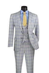 Vinci Light Gray Modern Fit 3 Piece Suit - MV2W-5