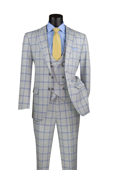 Vinci Light Gray Modern Fit 3 Piece Suit - MV2W-5