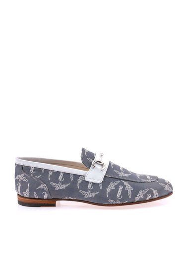 Mauri 1099/6 Fabric & Leather Horse-Bit Loafer - Jeans/White