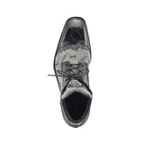 Mauri Jetset in Black / Grey Mens Exotic Alligator / Ostrich Leg / Mauri Fabric Derby Boots