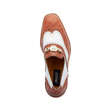 Mauri Gambino in Cognac / White Mens Exotic Crocodile / Calf-Skin Leather Loafers