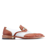 Mauri Gambino in Cognac / White Mens Exotic Crocodile / Calf-Skin Leather Loafers in Cognac White