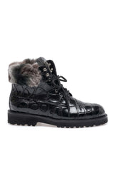 Mauri 3240/4 Smoke Exotic Alligator Skin Lapin Lined Boots (MA5686) - Black/Multigrey/Black