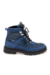 Mauri 3259 Backdoor Ostrich & Nubuck Leather Boot (MA5687) - Indigo Blue/Caribbean Blue