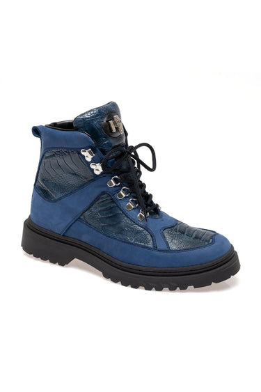 Mauri 3259 Backdoor Ostrich & Nubuck Leather Boot (MA5687) - Indigo Blue/Caribbean Blue