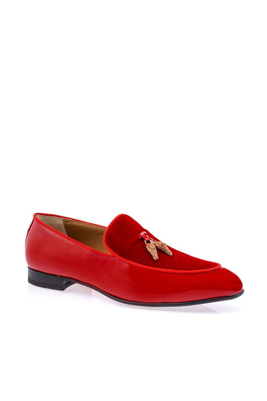 Mauri 3294 Velvet & Patent Tassel Loafer - Red