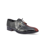 Mauri Two Face in Black / Coral Red Mens Exotic Alligator / Matahari Fabric High End Oxfords