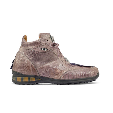 Mauri Venom in Medium Grey / Wonder Blue Mens Exotic Hornback Tail / Ostrich Leg Eyes Casual Sneakers in Medium Grey Wonder Blue