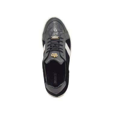 Mauri Freeze in Black / White Mens Exotic Crocodile / Nappa Leather / Velvet Embossed Casual Sneakers