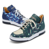 Mauri Crown in Hunter Green / Cream Mens Exotic Crocodile / Nappa / Patent Leather Casual Sneakers