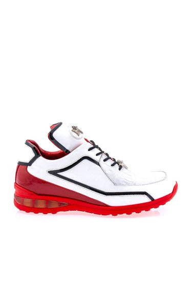 Mauri 8476 Multi Material Sneaker - White/Black/Red