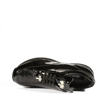 Mauri Blunt in Black Mens Exotic Hornback / Embossed Patent Leather Casual Sneakers