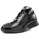 Mauri Blunt in Black Mens Exotic Hornback / Embossed Patent Leather Casual Sneakers