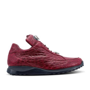 Mauri Bloodshed in Ruby Red Mens Exotic Alligator Casual Sneakers in Red
