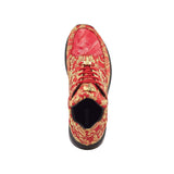 Mauri Solid Gold in Red Mens Exotic Crocodile / Gobelins Fabric Casual Sneakers