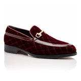 Mauri Allure in Cognac Mens Quilted Velvet / Patent Leather Slip-on Horsebit Loafers