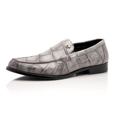 Mauri Chapel in Light Grey Mens Exotic Alligator Slip-on Loafers