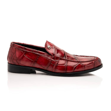 Mauri Chapel in Ruby Red Mens Exotic Alligator Slip-on Loafers in Ruby Red